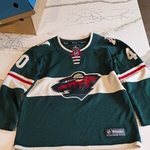 Fanatics Kids Forest Green and White Hockey Jersey